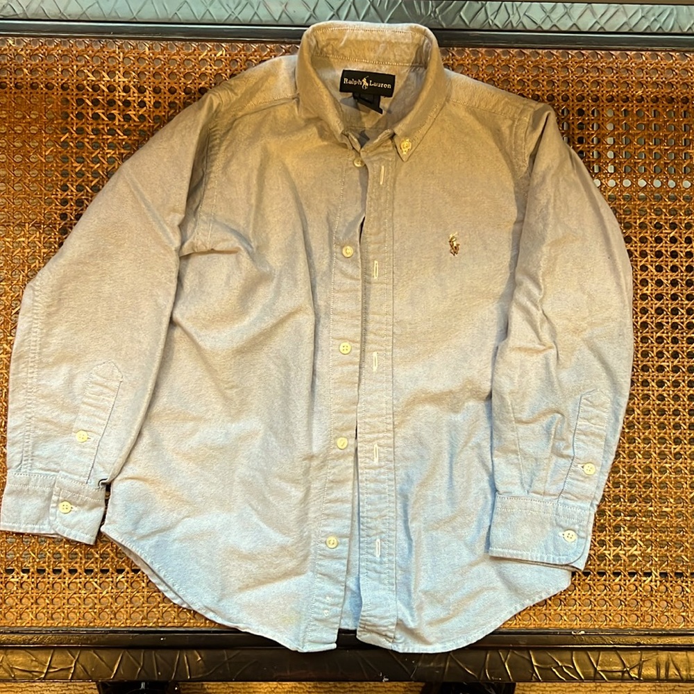 Boys classic Ralph Lauren blue oxford button down shirt!